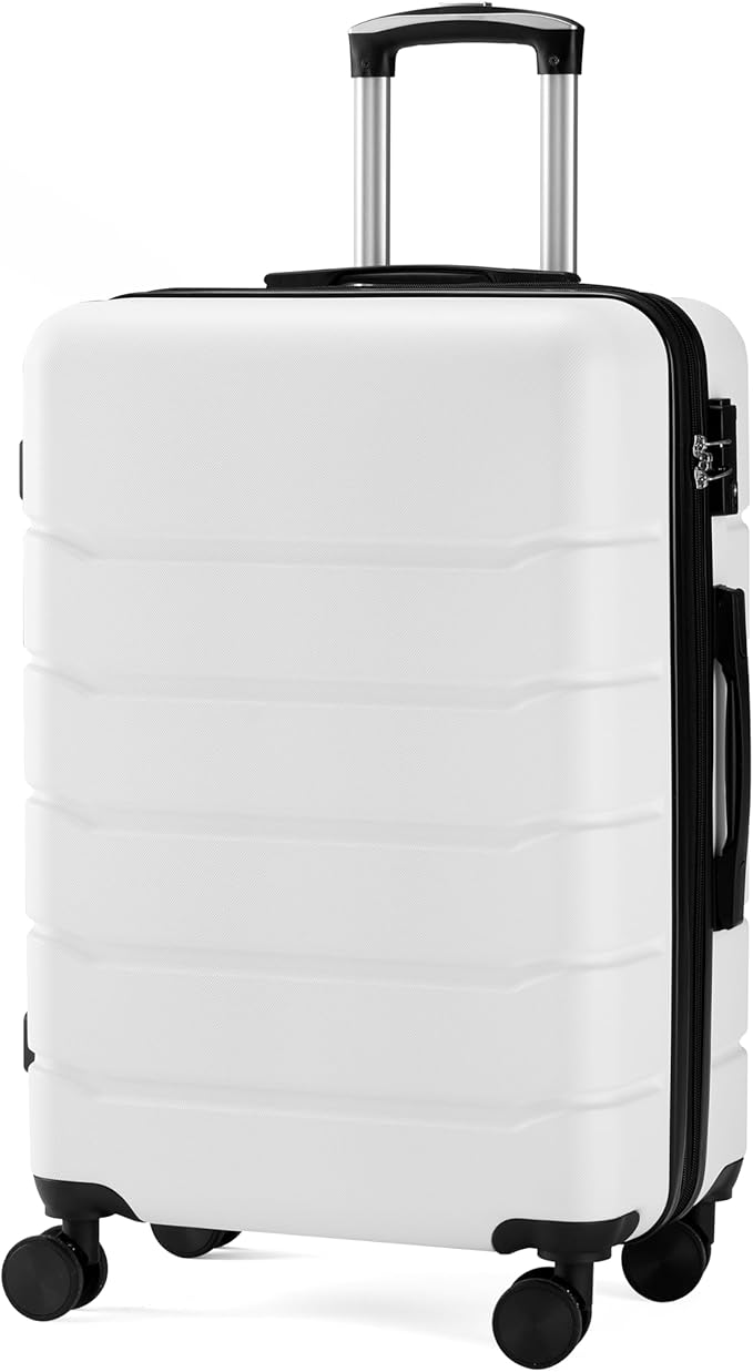 Simple Deluxe 24 Inch Hardside Carry On Luggage, Suitcase with Double Spinner Wheels & TSA Lock, Hard Shell Suitcase, Expandable Rolling Lightweight Luggage, White