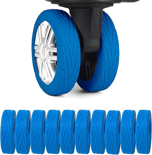 10 Pcs Upgrade Luggage Wheel Covers, Wear-Resistant, Noise-Reduction, Silicone Wheel Protective Covers for 2-2.4" Spinner Wheel, Carry-on Luggage Suitcases, Must Have Travel Accessories（Blue）