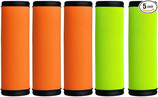 HEYSKAY 5pcs Neoprene Luggage Handle Wrap for Suitcase Luggage Identifier Travel Bag Wraps Luggage ID Tags Door Handle Protection Sleeve Cover (Orange/Green)