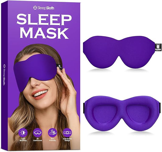3D Contoured 100% Blackout Eye Mask, Sleep Mask with Adjustable Strap, Night Blindfold for Women Men, Eye Mask for Sleeping, Purple