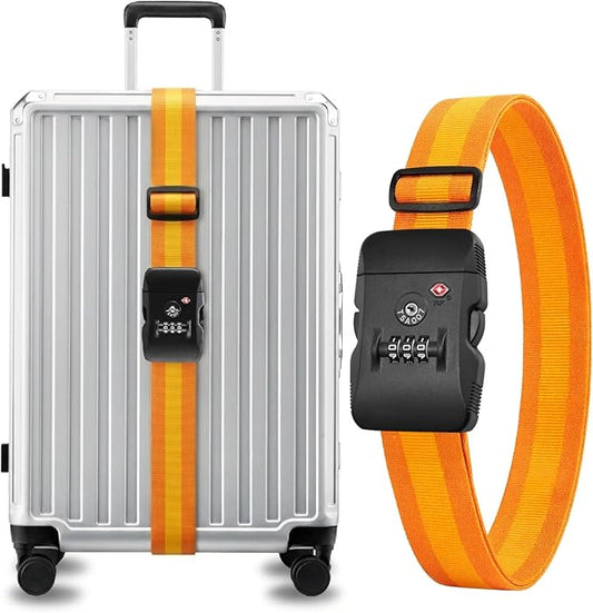 LUGGEX Luggage Straps TSA Approved, Luggage Straps for Suitcases, Easy Adjustable & Reinforced Buckle (Orange-Yellow 20-32inch, 1 Pack)