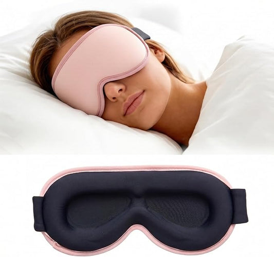 3D Blackout Cooling Gel Eye Mask: 6oz Weighted Cold Compress, Deep Relaxation & Meditation Mask for Women, Nurse Night Shift Recovery, Headache & Stress Cooling Comfort, Gift Ready, Pink