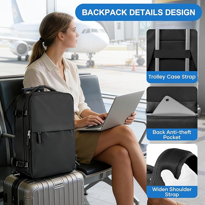 coowoz Vacuum Travel Backpack With Pump For Women Men Airline Approved,Carry On Backpack,Large Hiking Laptop Backpacks Waterproof Outdoor Sports Rucksack Casual Daypack Backpacks XLarge(Vacuum pump)