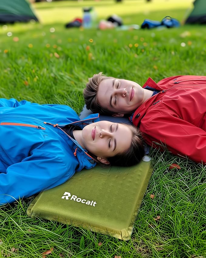 Rocalt Inflatable Seat Cushion, Self-Inflating Memory Foam Airplane Seats Cushion, Portable Air-Foam Stadium Cushion, Lightweight & Compact Bleacher Seat Cushion for Sports Events