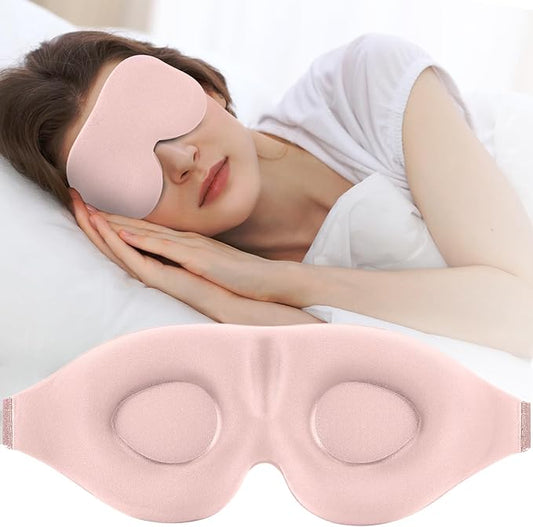 ZGGCD Sleep Mask for Side Sleeper, Light Blocking Sleeping Eye Mask for Women Men, 3D Contoured Night Blindfold, Luxury Eye Cover Eyeshade with Adjustable Strap for Travel, Nap, Nurse Essentials, Pink