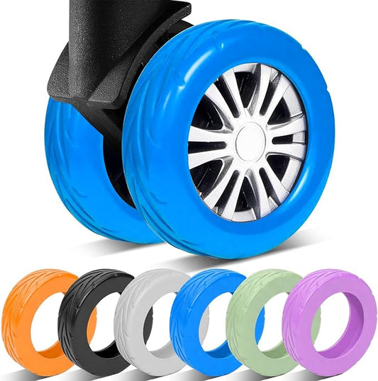 8 Pcs Upgraded Luggage Wheel Covers, Suitcase Protector, Wear-Resistant Anti-Noise Silicone Wheel Covers for 2-2.4” Spinner Wheels, Travel Accessories for Carry On Luggage (Blue, Small)