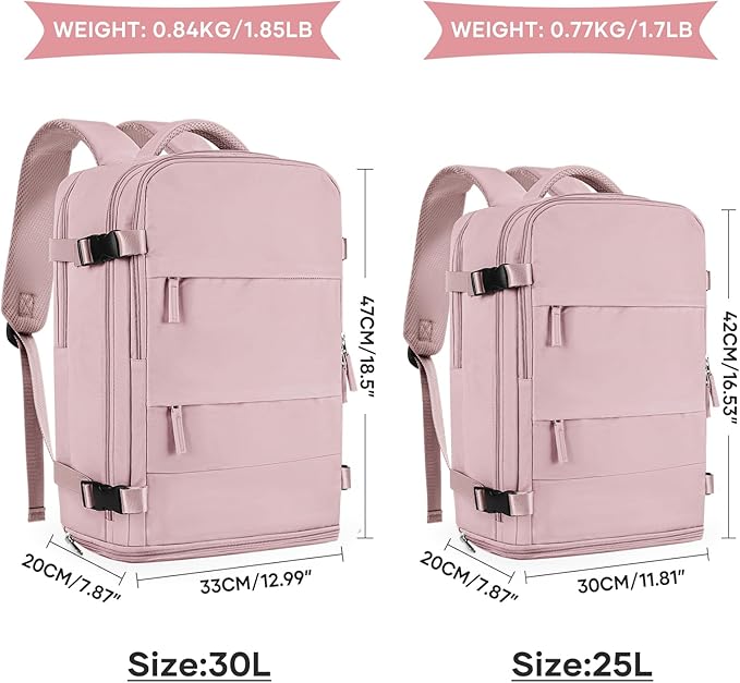 coowoz Large Travel Backpack For Women Men,Carry On Backpack Flight Approved,Hiking Backpack Waterproof Outdoor Rucksack Casual Daypack Fit 15.6 Inch Laptop Shoes Compartment (Pink Purple-L)