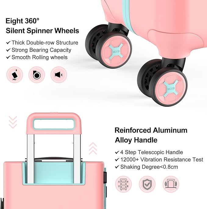 24 Inch Medium Checked Luggage,Hardside Rolling Suitcase with 4 Spinner Wheels & TSA Approved Lock,PC Hard Case Lightweight Carry Luggage for Women