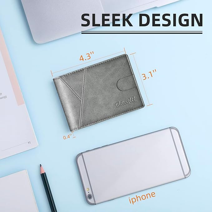 Zitahli Bifold Wallets for Men - Slim RFID Leather Credit Card Holder for 6-11 Cards, Minimalist Thin Wallet with ID Window & Cash Slot,Front Pockt Carteras Para Hombres, Birthday Gifts for Men | Slim, RFID Blocking, Premium, Front Pocket, Gift Box, Le...