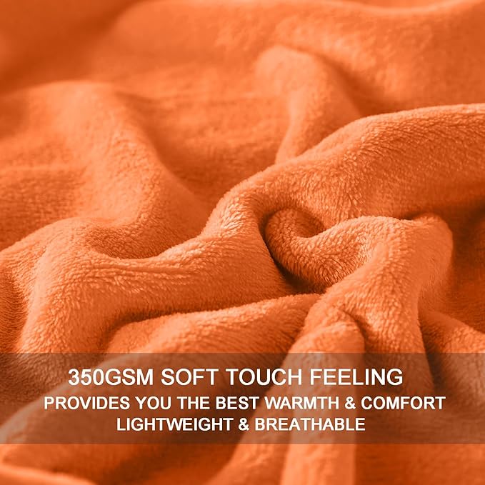 HOZY Soft Twin Size Blanket for All Season Lightweight Thermal Fleece Summer Autumn Fall Winter Spring Blankets for Twin/Twin XL Extra Long Bed Couch Sofa,66x90 Inches,Orange