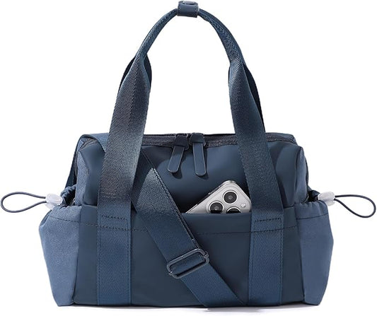 Small Gym Bag for Women, Mini Crossbody Gym Duffle Bag with Wet Compartment, Carry on Gym Tote Bag for Workout Dance Sport Travel (Mini-Blue)