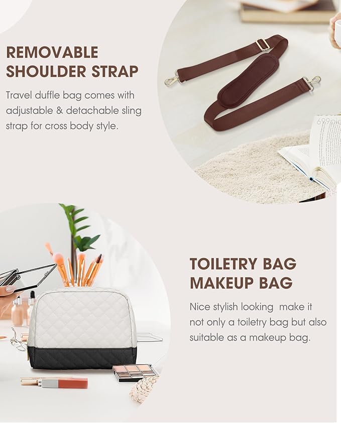 Travel Duffle Bags for Women - Overnight Weekender Bags With Toiletry Bag Carry On Duffel Bags with Shoe Compartment Hospital Bag with Wet Pocket for Labor Delivery Black Brown