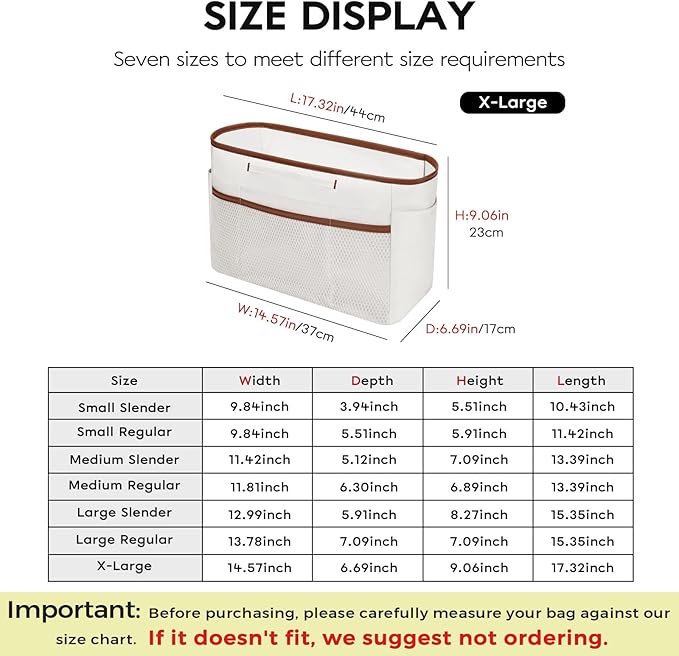 GIVLEFLY Extra Large Purse Organizer Insert for Tote Bag, Lightweight Handbag Organizer with Multiple Pockets, Structured Bag Insert,White