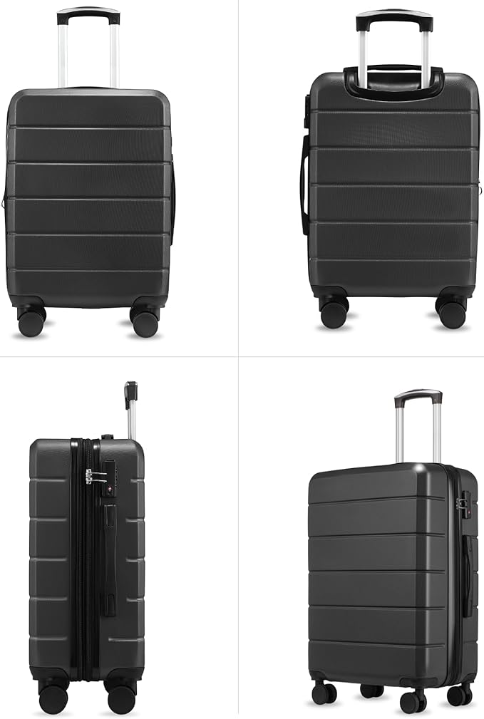 Carry On Luggage 22x14x9 Airline Approved, Expandable ABS Hardside Suitcase with Spinner Wheels & TSA Lock, Lightweight Travel Suitcase for Business (20 in, Black)