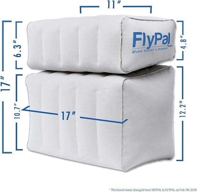 Flypal Inflatable Foot Rest Pillow, Kids Airplane Bed | Adjustable Height Leg Rest for Travel & Office | Improves Comfort & Circulation, Reduces Swelling & Fatigue | Lightweight & Portable