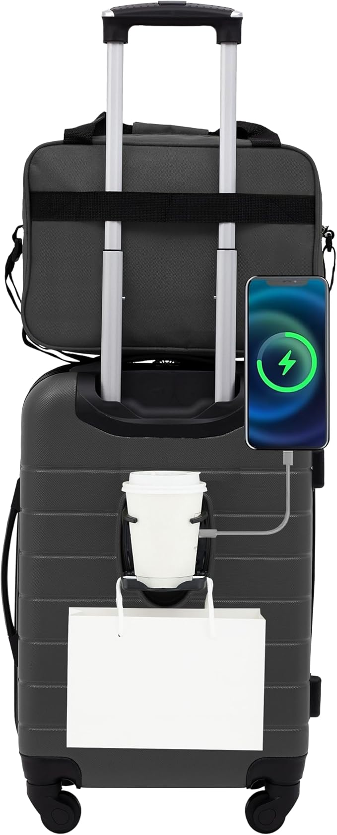 Wrangler Smart Spinner Hardside Luggage, 2 Piece Set, Dark Shadow