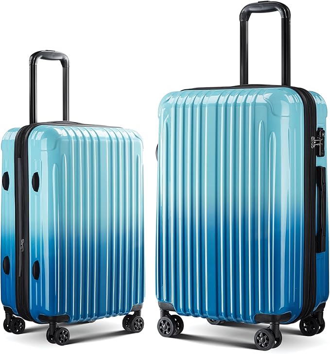 Carry on Luggage 2 Sets(20in/24in) with Spinner Wheels, Lightweight PC+ABS Hard Shell Suitcases, Expandbale Storage & TSA Aprovel Lock