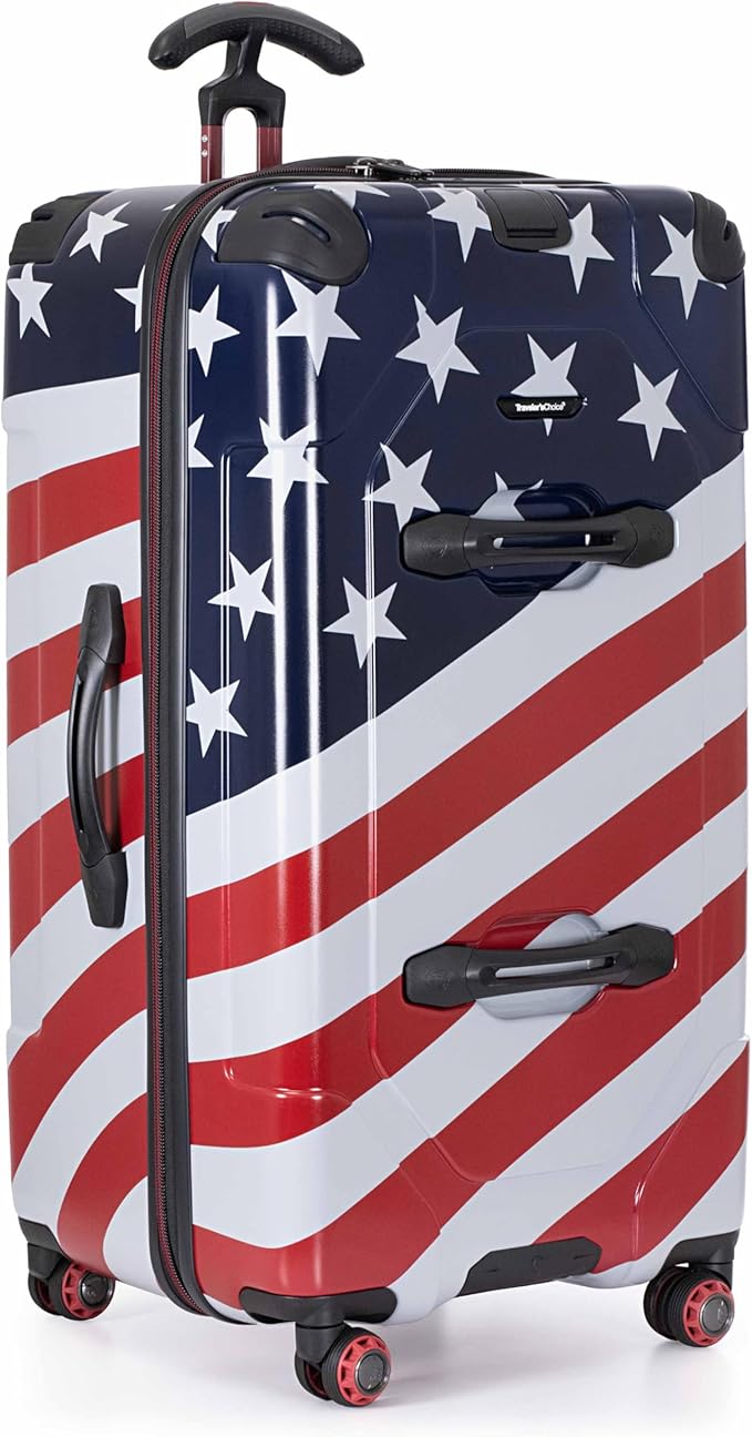Traveler's Choice Maxporter II Polycarbonate Hardside Trunk with Spinner Wheels, American Flag, 31-Inch Large Trunk