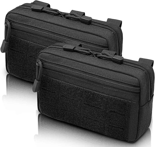2 Pack 1000D Laser Cut Molle Pouches - Tactical Compact Water-Resistant Utility Admin Pouch for Vest Backpack Duty Belt Tactical Vests