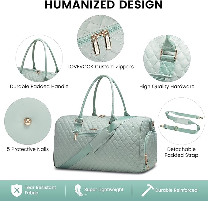 LOVEVOOK Travel Weekender with Toiletry Bag, Overnight Carry-On, Gym with Shoe Compartment & Wet Pocket, Mommy Hospital Bag