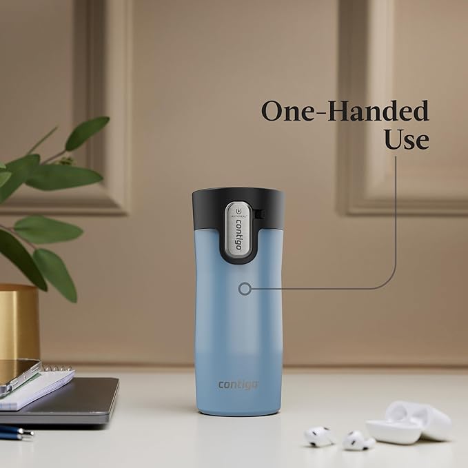 Contigo AUTOSEAL West Loop Vacuum-Insulated Stainless Steel Travel Mug with Easy-Clean Lid, 12oz, Glacier Frosted Pearl