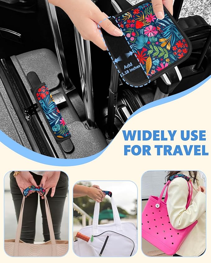 Slohif Luggage Handle Wrap 5Pcs Suitcase Identifier - Bag Strap Cover for Bogg Travel Accessories Easy Identification Bright Marker Sleeve Grips Comfort Neoprene Concealed Tag for Airport Plant