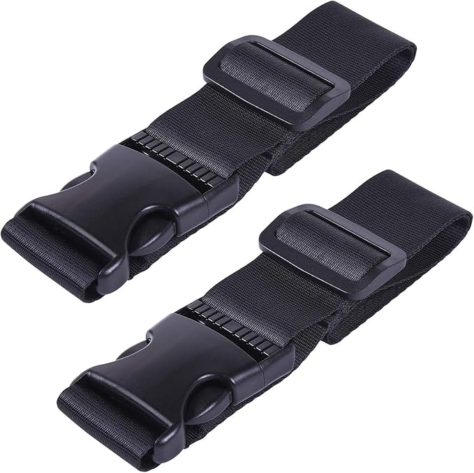 Wisdompro 2 Pcs Add a Bag Luggage Strap, Heavy Duty Adjustable Suitcase Belt Travel Attachment Travel Accessories for Connecting Your Luggage Together - Black