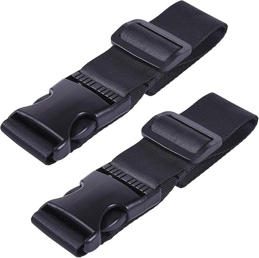 Wisdompro 2 Pcs Add a Bag Luggage Strap, Heavy Duty Adjustable Suitcase Belt Travel Attachment Travel Accessories for Connecting Your Luggage Together - Black