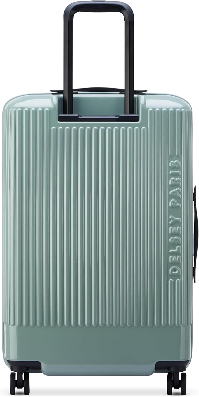 florence by mills Spin Me Away Hardside Expandable Luggage with Spinner Wheels, Sage Green, Checked-Medium 24 Inch