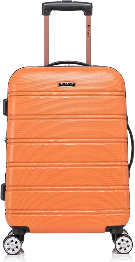 Rockland Melbourne Hardside Expandable Spinner Wheel Luggage Set, Orange, Carry-On 20-Inch and Tote 14-Inch