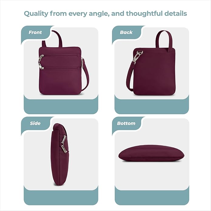 Travelon Anti-theft Classic Slim Double Zip Crossbody