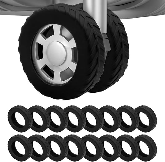 16Pcs Luggage Wheel Covers,Silicone Suitcase Cover for 2-2.4'' Spinner Wheel, Carry On Luggage Wheels Protector,Upgrade Suitcase Wheels Protective,Essential Travel Accessories (Black)