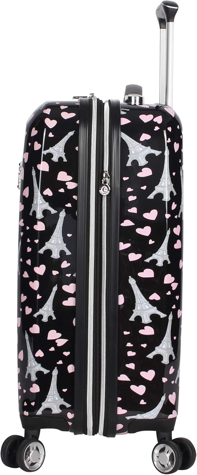 Betsey Johnson Designer 20 Inch Carry On - Expandable (ABS + PC) Hardside Luggage - Lightweight Durable Suitcase With 8-Rolling Spinner Wheels for Women (Paris Love)