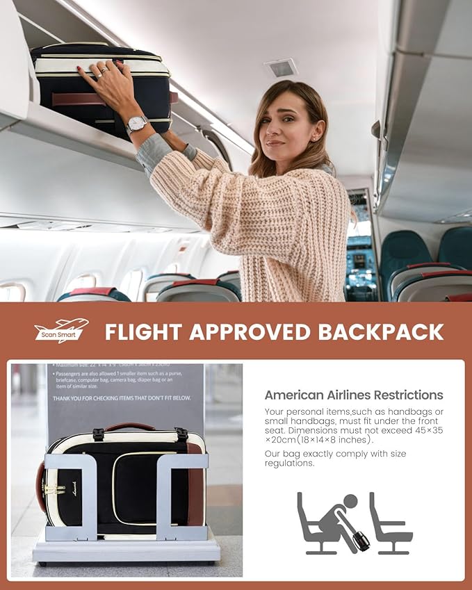 LOVEVOOK Travel Backpack For Women, 40L Carry On Backpack Flight Approved, TSA Personal Item Backpack Travel Bag Fit 17 Inch Laptop, Business Weekender Overnight Waterproof Daypack with 2 Cubes