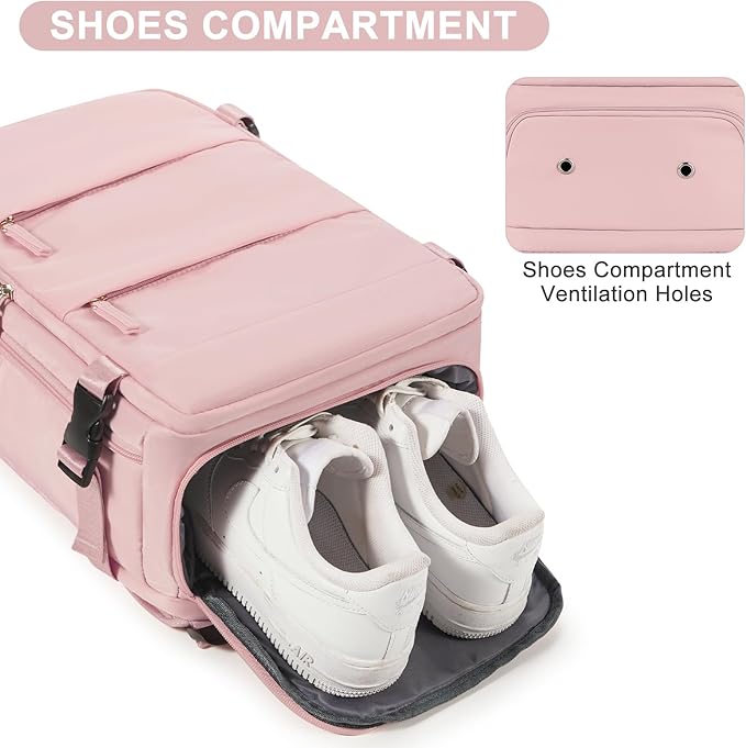 Travel Backpack for Women Airline Approved Carry on Backpack for Airplanes Mochila De Viaje Personal Item Travel Bag Spirit Airlines Personal Item Bag 18x14x8 Backpack for Traveling on Airplane Pink