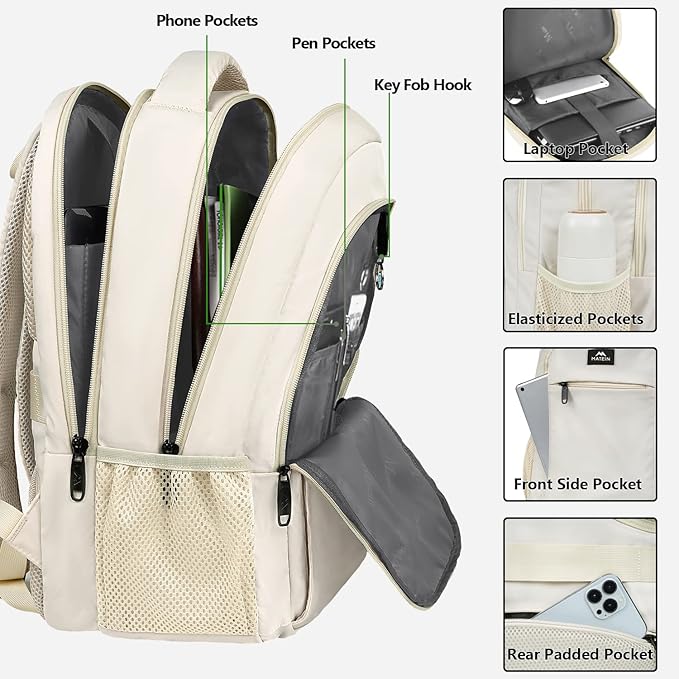 MATEIN Laptop Backpack 15.6 Inch, Anti Theft Business Travel Backpack, Water Resistant Slim Computer Work Bag for Women Teacher Nurse Office Worker