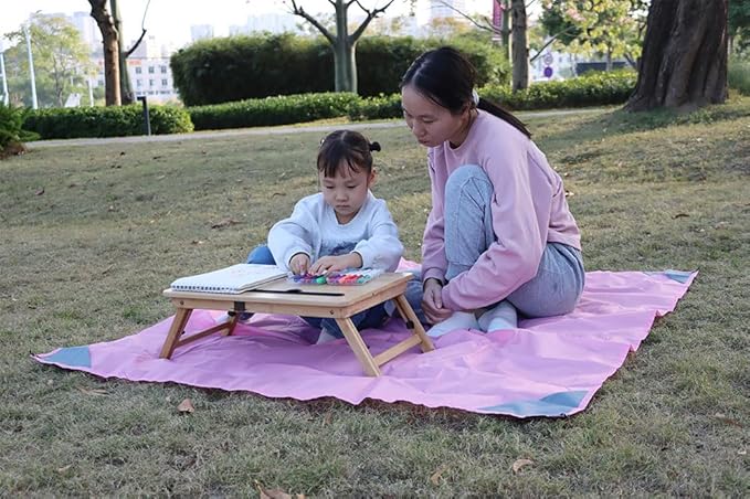 Orga'Neat Pocket Picnic Blanket, Sandproof Lightweight Pocket Camping Tarp, 55″x 60″ Foldable & Fits into Small Bag, Water Resistant Washable Quick Dry Compact Beach Mat for Outdoor Recreation