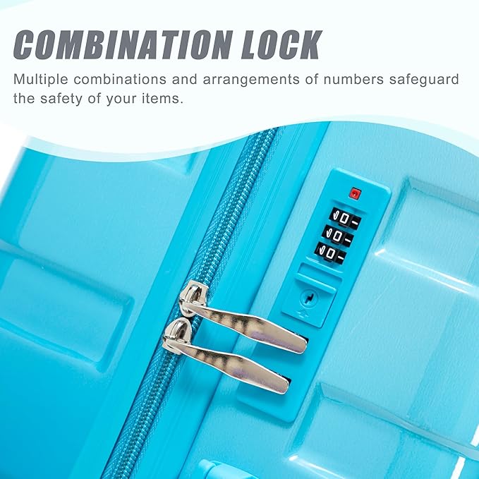 Merax Luggage Set 3 Piece, PC+ABS Hardshell Suitcases with Spinner Wheels and TSA Lock, Lightweight Durable, Gradient Blue, 20/24/28 Inch