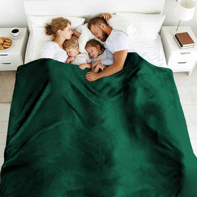 Oversized Blanket 120x120 Inches, Giant Huge Companion for Bed, Sofa, Travel and Camping, Extra Large Big Soft Blanket Fits The Whole Family and Outdoor Campaign, Forest Green