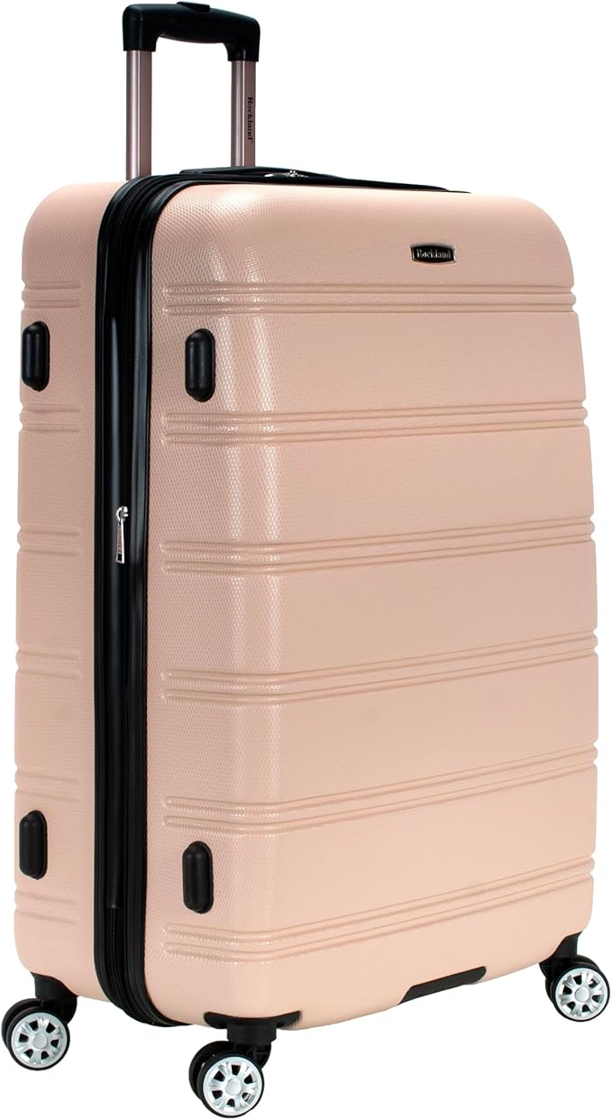 Rockland Melbourne Hardside Expandable Spinner Wheel Luggage, Champagne, Checked Large 28"