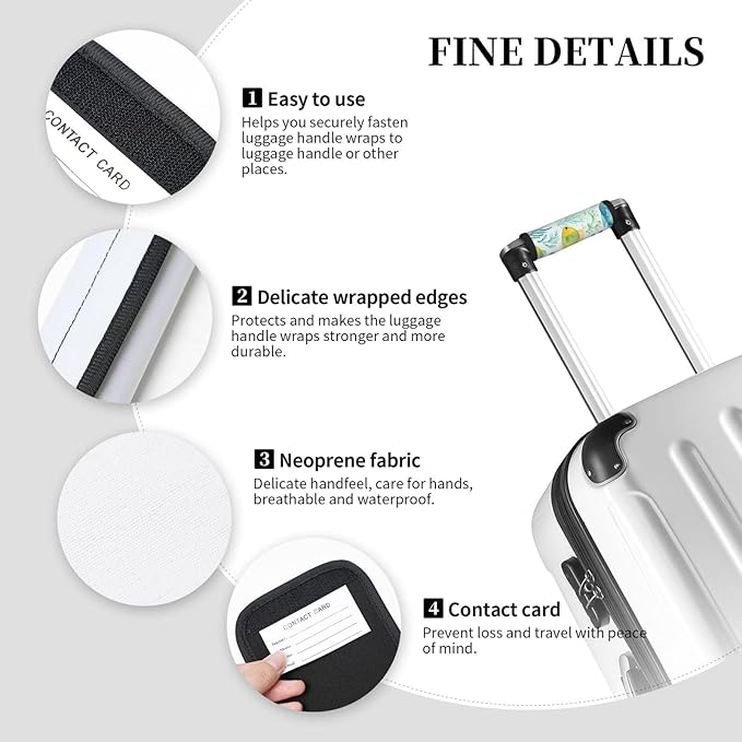 Luggage Handle Wraps Tropical Fish Watercolor Sea Luggage Identifiers Soft Neoprene Luggage Handle Wraps For Suitcase Trolley Handle Grip Cover 2 Pack Luggage Tags