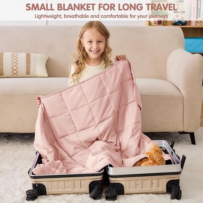 yescool Pink Weighted Blanket 5 Pounds Cooling Weighted Lap Blanket, Heavy Blanket for Sleeping, Weighted Throw Blanket Gifts for 40-60lbs, 36"x48"