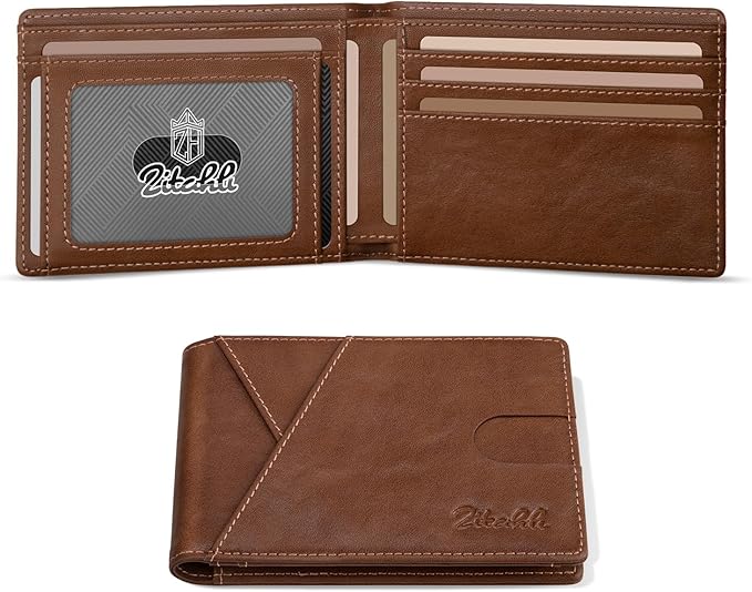Zitahli Bifold Wallets for Men - Slim RFID Leather Credit Card Holder for 6-11 Cards, Minimalist Thin Wallet with ID Window & Cash Slot,Front Pockt Carteras Para Hombres, Birthday Gifts for Men | Slim, RFID Blocking, Premium, Front Pocket, Gift Box, Le...