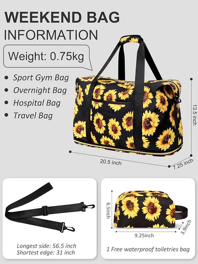 Expandable Travel Duffle Bags Weekender Overnight Bags for Women Men Hospital Bag for Women Labor Delivery with Toiletry Bag Waterproof
