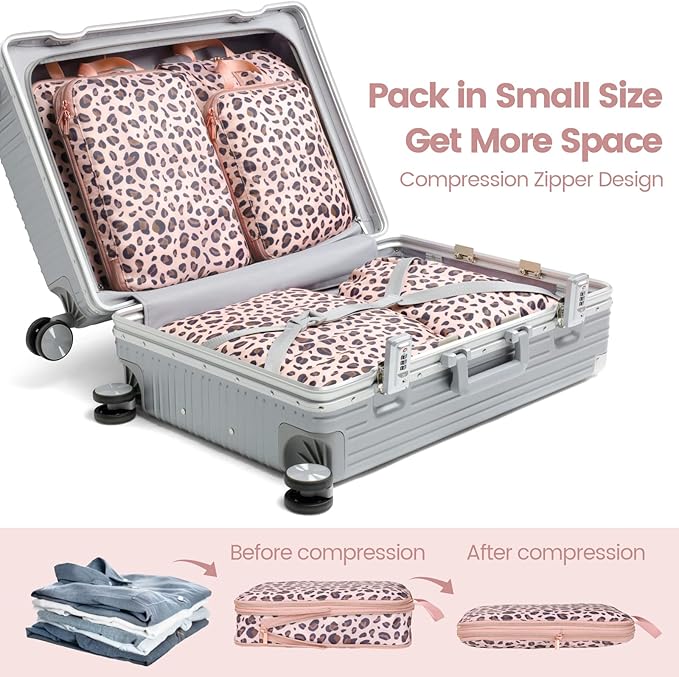 Cambond Compression Packing Cubes for Travel - Lightweight Expandable Travel Bags Luggage Organizers Travel Essentials Compression Cubes for Travel Space Saver for Carry on Suitcases Organizer
