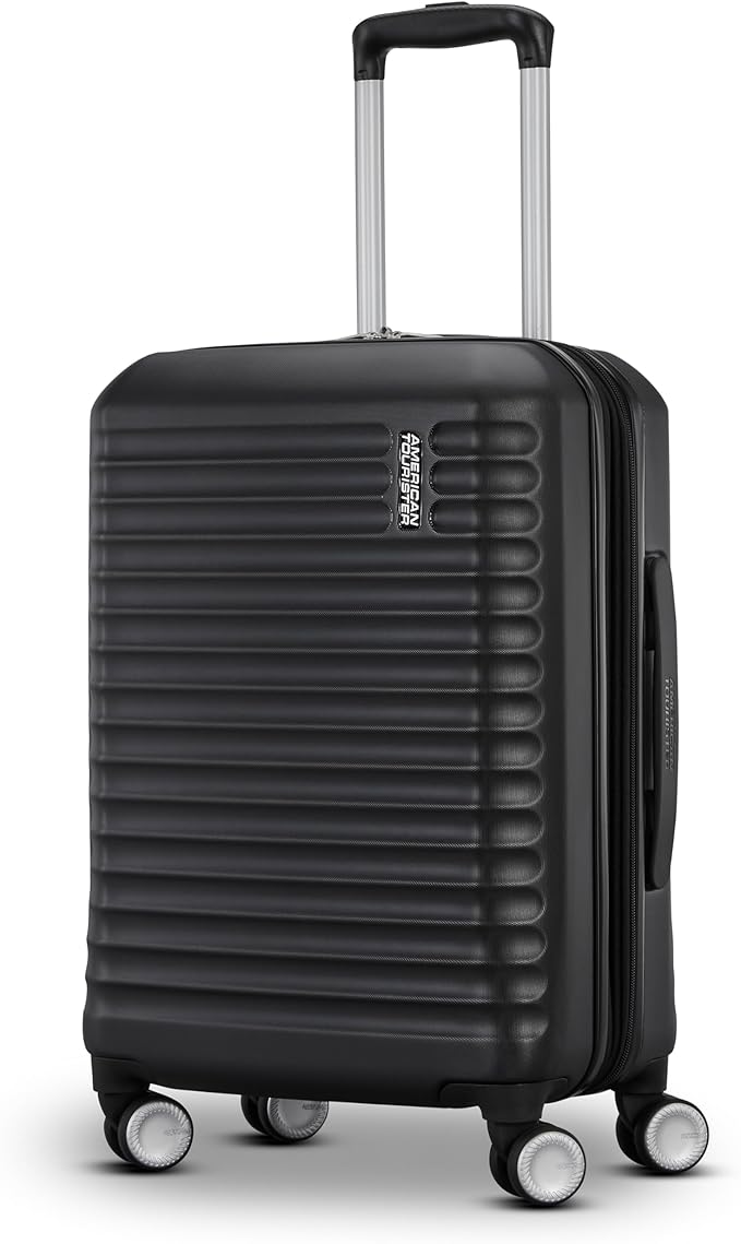 American Tourister Stratum 3.0 Carry-On Spinner, Airline Approved, Durable Hardside Luggage, Expands 1.5", RightHeight™ Adjustable Handle, Black