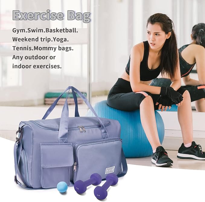 FIORETTO Women's Gym Duffle Bag with Shoes Compartment, 30L Capacity, Ideal for Travel, Gym, Sports, Duffel, Weekender