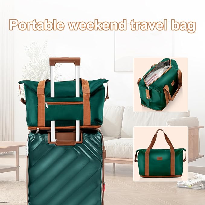 5 piece Luggage Set Expandable Suitcase 22x14x9 Airline Approved Carry on, ABS Hard Case Suitcases with Spinner Wheels, TSA Lock (Dark Green)