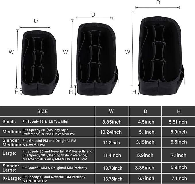 ZTUJO Purse Organizer Insert, Felt Bag Organizer For Handbag Purse Organizer,13 Colors, 6 Size (Small, Silky Black)