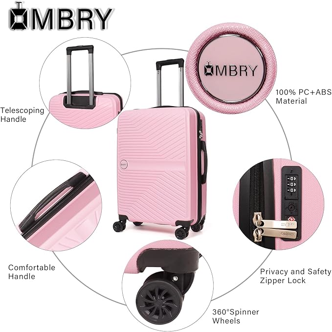 Luggage Set 3 Pieces -Suitcase Set - Luggage with Wheels - Check-in Luggage - PC + ABS Durable Suitcase Rotating Silent Wheels 3-Piece 20/24/28 Mint Green (pink)